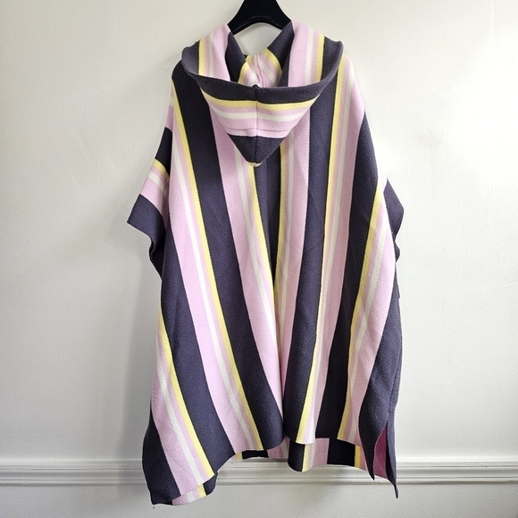 New Free People All I Need Stripe Hooded Poncho Swim Beach Cover-Up One Size - Picture 12 of 14